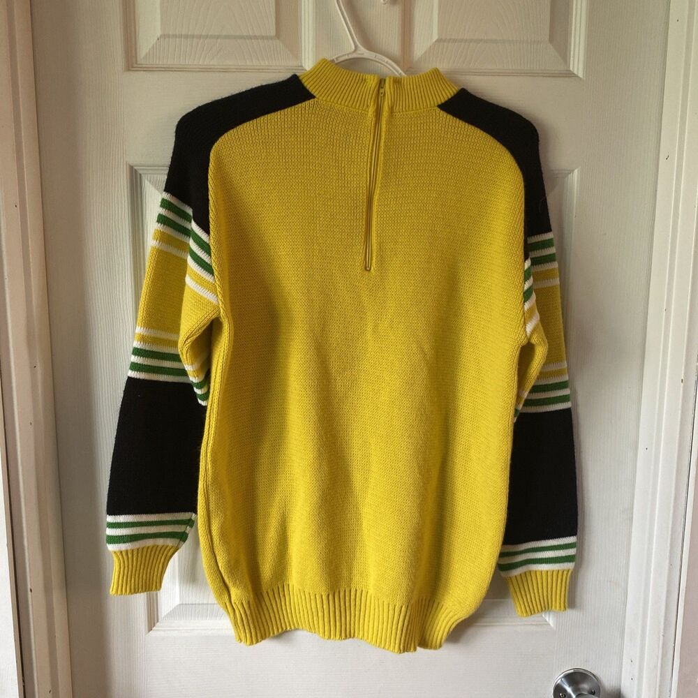 John Deere Sweater Men’s Size Large Knit Pullover Striped Arms Vintage Orlon